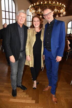 Dieter Reiter Mayor Luise Kinseher, Laudator Cabaret artist Severin Groebner Laureate Munich 30 05 2022 Old Town Hall Award of the Dieter Hildebrandt Prize 2022 to Severin Groebner Munich