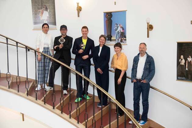 from left Lucia ESKES, consultant for the Grimme Award at the Adolf Grimme Institute, Bjarne MAEDEL, girl, actor, director, double Grimme Award winner, Daniel DONSKOY, actor, director, Grimme Award winner