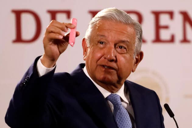 May 31, 2022, Mexico City, Mexico City, Mexico: Mexico s President Andres Manuel Lopez Obrador talks during the daily morning press conference at National Palace. On May 31, 2022 In Mexico City, Mexico. Mexico City Mexico - ZUMAe321 20220531_zia_e321_036 Copyright: xLuisxBarronx xEyepixxGroupx