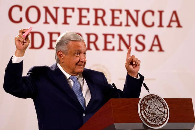 May 31, 2022, Mexico City, Mexico City, Mexico: Mexico s President Andres Manuel Lopez Obrador talks during the daily morning press conference at National Palace. On May 31, 2022 In Mexico City, Mexico. Mexico City Mexico - ZUMAe321 20220531_zia_e321_037 Copyright: xLuisxBarronx xEyepixxGroupx
