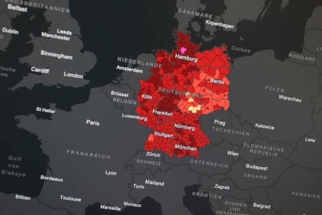RKI dashboard, 7 day incidence is now 207.0 7 day incidence, RKI dashboard on a monitor on 01 06 2022 in Siegen Germany.