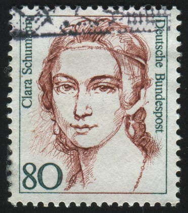 GERMANY - CIRCA 1986: stamp printed by Germany, shows portrait Clara Schumann, circa 1986. , 2093159.jpg, 1986, Germany, address, adult, aged, ancient, attractive, card, clothes, clothing, denim, dress, envelope, face, facial, female, feminine, gown, head, letter, look, mail, makeup, mature, message, middleaged, old, philately, portrait, pose, posing, post-office, postage, postal, postmark, retro, shoulders, stamp, vintage, woman,