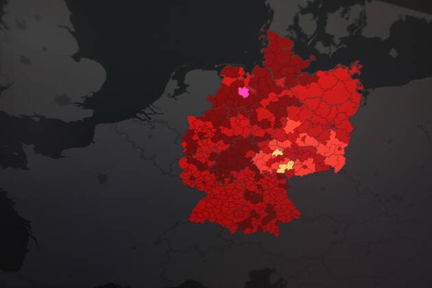 RKI dashboard, 7 day incidence is now 221.4 7 day incidence, RKI dashboard on a monitor on 02 06 2022 in Siegen Germany.