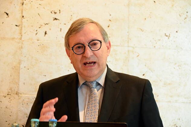 Abraham Lehrer, Vice President of the Central Council of Jews at the press conference on the program of Shalom Music Cologne the music festival will be held as part of the Jewish festival year from 4 11 08 2022