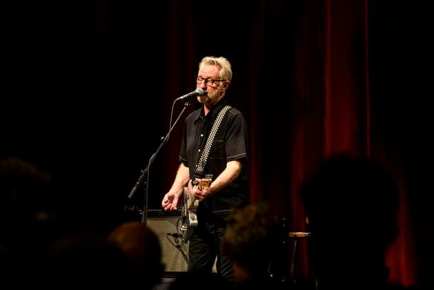 Concert of Billy Bragg in Berlin Three nights in a row Billy Bragg is at the Heimathafen Neukölln on stage and plays songs from all his creative phases On the second evening he went back to the early days and he played songs from his first three albums , Berlin Berlin Germany Neukölln