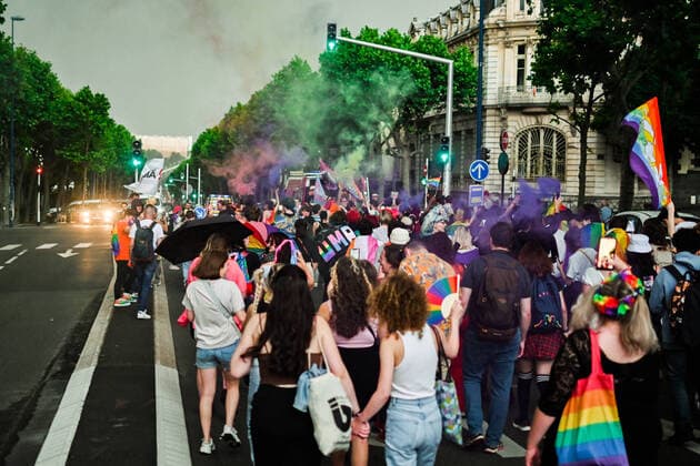 Night Pride In Clermont-Ferrand The crowd, in Paris, France, on June 3, 2022. A night Pride was organized in Clermont-Ferrand, by several unions and associations supporting the LGBT+ cause. Clermont-Ferrand France  Copyright: xAdrienxFillonx originalFilename: fillon-notitle220603_np2sz.jpg