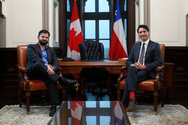 Ottawa, June 6, 2022 The President of the Republic Gabriel Boric holds bilateral meeting with the Prime Minister of Canada Justin Trudeau at the Parliament Javier Salvo Aton Chile, Ottawa Canada Aton 613061  Copyright: JAVIERxSALVO ATONxCHILE