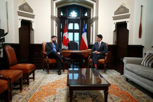 Ottawa, June 6, 2022 The President of the Republic Gabriel Boric holds bilateral meeting with the Prime Minister of Canada Justin Trudeau at the Parliament Javier Salvo Aton Chile, Ottawa Canada Aton 613062  Copyright: JAVIERxSALVO ATONxCHILE