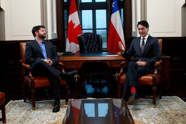 Ottawa, June 6, 2022 The President of the Republic Gabriel Boric holds bilateral meeting with the Prime Minister of Canada Justin Trudeau at the Parliament Javier Salvo Aton Chile, Ottawa Canada Aton 613064  Copyright: JAVIERxSALVO ATONxCHILE