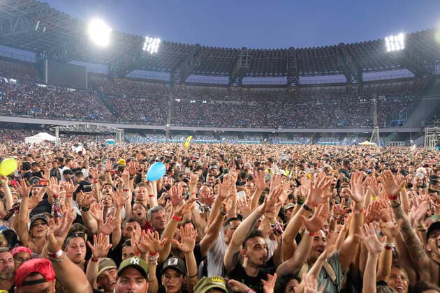 June 7, 2022, Napoli, Campania, ITALIA: 0706 2022 Naples, at the Diego Armando Maradona stadium there was the concert of the rock singer Vasco Rossi, more than 50,000 spectators saw the concert.In the photo: fans waiting for Vasco Rossi Napoli ITALIA - ZUMAs236 20220607_zap_s236_017 Copyright: xFabioxSassox
