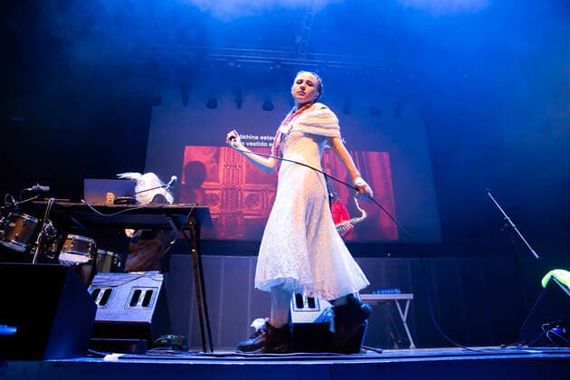 June 9, 2022, Porto, Portugal: Marija Aljochina Masha from the Russian activists group, Pussy Riot, performs at Casa da Musica, in Porto. Russian Activists part of a feminist punk rock group, Pussy Riot staged a music, dance performance at Casa da Musica with an aim to sell tickets whose profits would help in the construction of a paediatric hospital in Ukraine..Pussy Riot is a band known for holding concerts and political rally events, in favour of women s rights and an opponent of the Putin regime. Porto Portugal - ZUMAs197 20220609_zaa_s197_079 Copyright: xRitaxFrancax