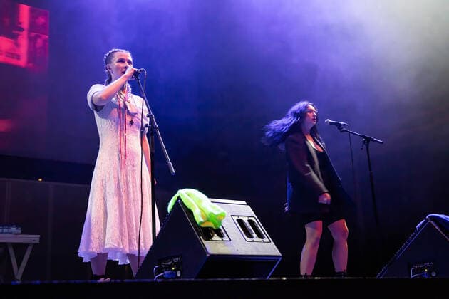 June 9, 2022, Porto, Portugal: Marija Aljochina Masha and Olga Borisova from the Russian activists group, Pussy Riot, perform at Casa da Musica, in Porto. Russian Activists part of a feminist punk rock group, Pussy Riot staged a music, dance performance at Casa da Musica with an aim to sell tickets whose profits would help in the construction of a paediatric hospital in Ukraine..Pussy Riot is a band known for holding concerts and political rally events, in favour of women s rights and an opponent of the Putin regime. Porto Portugal - ZUMAs197 20220609_zaa_s197_080 Copyright: xRitaxFrancax