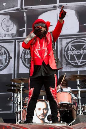 Welsh reggae metal band Skindred perform on the main stage on Day One of Download Festival at Donington Park in Leicestershire, England. JUNE 10th 2022  DFLx22190