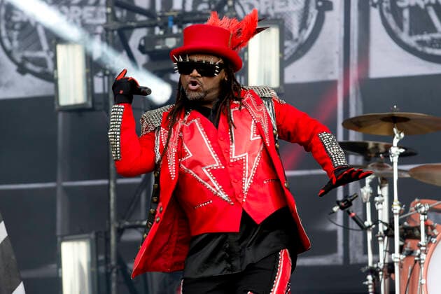 Welsh reggae metal band Skindred perform on the main stage on Day One of Download Festival at Donington Park in Leicestershire, England. JUNE 10th 2022  DFLx22190