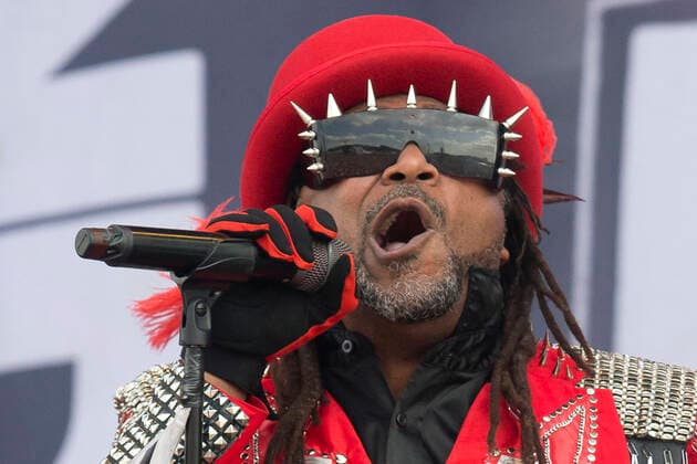 Welsh reggae metal band Skindred perform on the main stage on Day One of Download Festival at Donington Park in Leicestershire, England. JUNE 10th 2022  DFLx22190