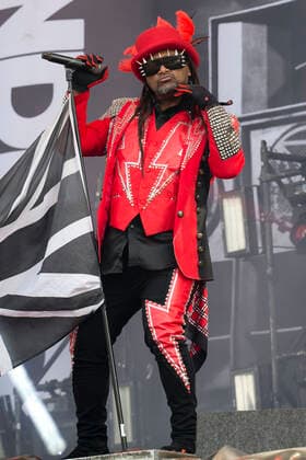 Welsh reggae metal band Skindred perform on the main stage on Day One of Download Festival at Donington Park in Leicestershire, England. JUNE 10th 2022  DFLx22190