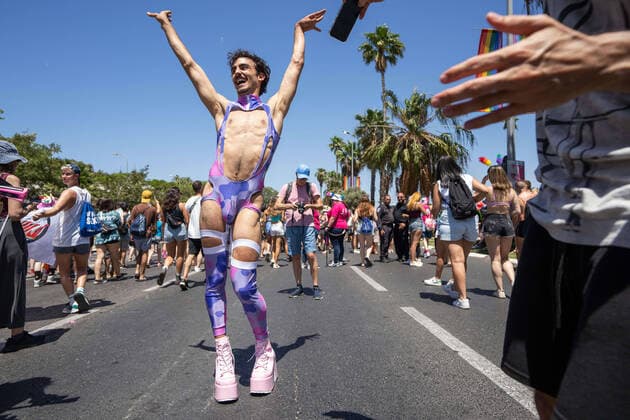 June 10, 2022, Tel Aviv, Israel: Participants in the annual Pride Parade in Tel Aviv. Tens of thousands of members of the lesbian, gay, bisexual, transgender and queer community and their supporters participated in the parade. The Tel Aviv Pride Parade is the largest Pride event in the Middle East. Tel Aviv Israel - ZUMAs197 20220610_zaa_s197_206 Copyright: xRonenxTivonyx