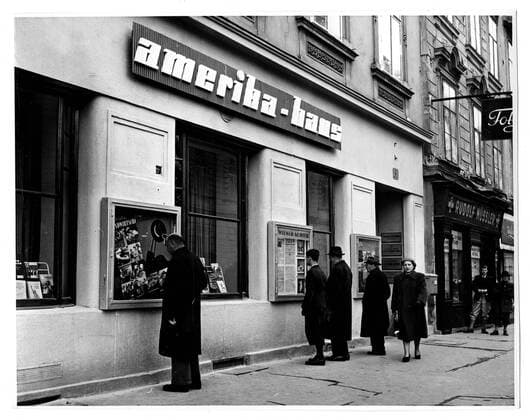 Original caption: To further promote cultural ties and mutual understanding, a new Amerika Haus was opened today in Graz. 1062_05_M_-11723-
