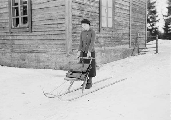 Finland History - A mail carrier on a kicksled. Somero, Varsinais-Suomi, Finland ca. 1930s 1062_05_M_-11811-