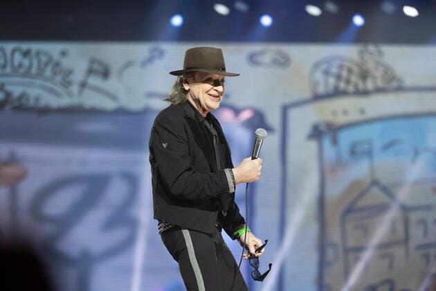 Saenger, musician Udo LINDENBERG mi with joy, laughter, at his concert in the L A N X E S S A R E N A in Cologne, on 10 06 2022,