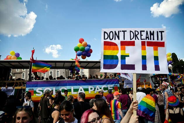 June 11, 2022, Rome: Members and supporters of the lesbian, gay, bisexual and transgender (LGBT) community take part in the Pride parade in Rome, Italy, 11 June 2022. ANSA RICCARDO ANTIMIANI Rome - ZUMAa110 20220611_zaf_a110_008 Copyright: xRiccardoxAntimianix