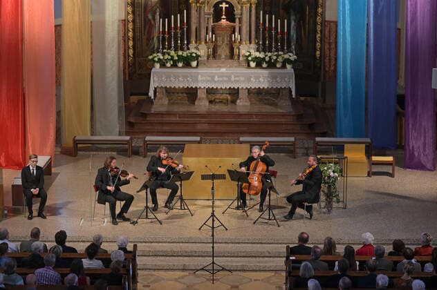 Concert of the Spring String Quartet with the countertenor Alois Mühlbacher, in the parish church St Nikolaus, in Bad Ischl, in t