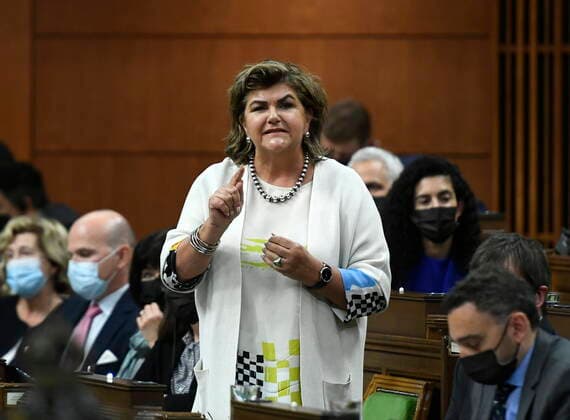 June 13, 2022, Ottawa, ON, CAN: Minister of Rural Economic Development Gudie Hutchings rises during Question Period in the House of Commons on Parliament Hill in Ottawa on Monday, June 13, 2022. Ottawa CAN  - ZUMAc35_ 20220613_zaf_c35_040 Copyright: xJustinxTangx