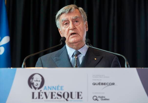 June 13, 2022, Montreal, PQ, Canada: Former Quebec Premier Lucien Bouchard speaks during an event launching commemorations of the 100th anniversary of the birth of Rene Levesque in Montreal, Monday, June 13, 2022. Montreal Canada  - ZUMAc35_ 20220613_zaf_c35_076 Copyright: xGrahamxHughesx