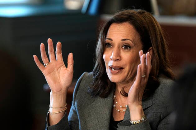 United States Vice President Kamala Harris speaks during a roundtable to discuss if Roe v. Wade is overturned in the Ceremonial office at the White House on June 14, 2022. Copyright: xPoolxviaxCNPx MediaPunchx