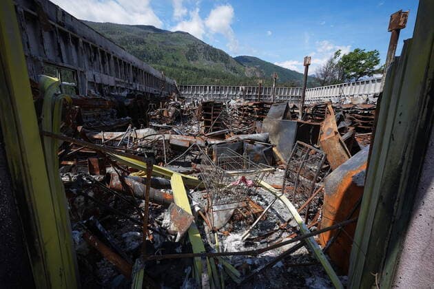 June 14, 2022, LYTTON, BC, CANADA: The inside of the grocery and liquor store that was destroyed by wildfire is seen in Lytton, B.C., on Tuesday, June 14, 2022. The fire-ravaged community of Lytton, B.C., will get $77 million from the federal government to help it rebuild a fire-resistant and energy-efficient community. Two people were killed and much of the centre of the village was destroyed when wildfire ripped through the community almost a year ago. LYTTON CANADA  - ZUMAc35_ 20220614_zaf_c35_092 Copyright: xDarrylxDyckx