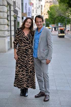 Hans Werner Meyer with wife Jacqueline Macaulay Arrival at the German Drama Award Dinner Hotel ZOO Berlin 14 June 2022