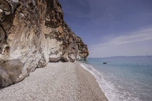 Blick auf den Strand von Gjipe, 26.05.2022. Gjipe Albanien *** View of Gjipe beach, 26 05 2022 Gjipe Albania Copyright: xFlorianxGaertner photothek.dex