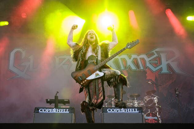 Gloryhammer live Copenhell 2022, Copenhagen, Denmark Copenhagen, Denmark. 15th, June 2022. The British power metal band Gloryhammer performs a live concert during the Danish heavy metal festival Copenhell 2022 in Copenhagen. Here bass player James Cartwright is seen live on stage. Copenhagen Denmark  Copyright: xGonzalesxPhoto PeterxTroestx