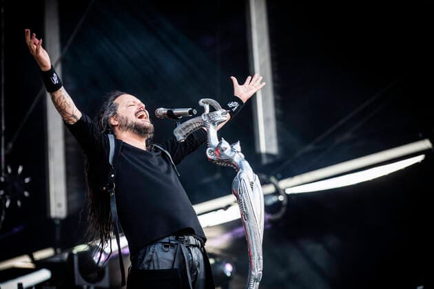 Korn live at Copenhell 2022, Copenhagen, Denmark Copenhagen, Denmark. 16th, June 2022. The American nu metal band Korn performs a live concert during the Danish heavy metal festival Copenhell 2022 in Copenhagen. Here vocalist Jonathan Davis is seen live on stage. Photo credit: Gonzales Photo - Christian Hjorth). Copenhagen Denmark  Copyright: xGonzalesxPhoto ChristianxHjorthx