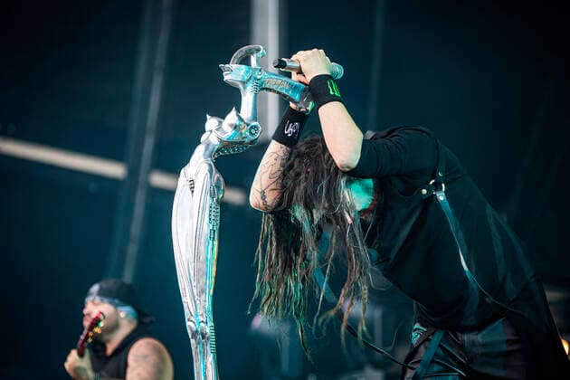 Korn live at Copenhell 2022, Copenhagen, Denmark Copenhagen, Denmark. 16th, June 2022. The American nu metal band Korn performs a live concert during the Danish heavy metal festival Copenhell 2022 in Copenhagen. Here vocalist Jonathan Davis is seen live on stage. Photo credit: Gonzales Photo - Christian Hjorth). Copenhagen Denmark  Copyright: xGonzalesxPhoto ChristianxHjorthx
