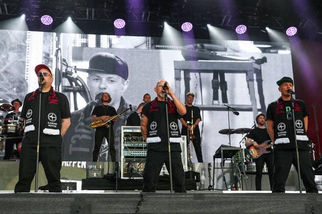 DIE FANTASTISCHEN VIER 30 Jahre Live on 17 06 2022 in the Hänsch Arena in Meppen The Fantastic Four at your concert in Meppen, here Smudo, Thomas D and Michael Michi Beck Photo osnapix DIE FANTASTISCHEN VIER 30 Jahre Live MH