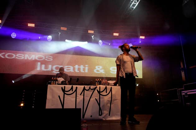 Kosmos Festival 2022 Chemnitz, Kosmos Festival, 17 06 2022, music act Lugatti 9ine on the rap stage Chemnitz Stadtzenrum