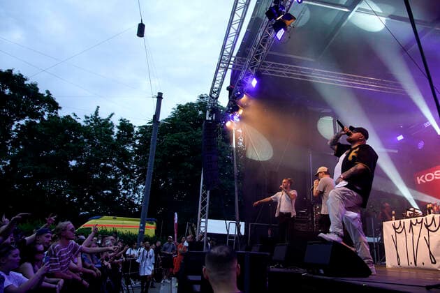 Kosmos Festival 2022 Chemnitz, Kosmos Festival, 17 06 2022, music act Lugatti 9ine on the rap stage Chemnitz Stadtzenrum