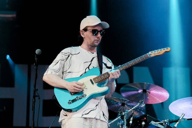 June 17, 2022, Newport, United Kingdom: Joe McGillveray guitarist with Scottish indie rock band The Snuts, who s song Always was the final number one in the Scottish Singles Chart before it was discontinued in December 2020, performing live on stage in the Big Top at the Isle of Wight Festival. Newport United Kingdom - ZUMAs197 20220617_zaa_s197_269 Copyright: xDawnxFletcher-Parkx