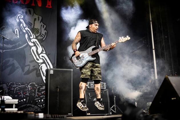 Agnostic Front live at Copenhell 2022, Copenhagen, Denmark Copenhagen, Denmark. 17th, June 2022. The American hardcore punk band Agnostic Front performs a live concert during the Danish heavy metal festival Copenhell 2022 in Copenhagen. Here bass player Mike Gallo is seen live on stage. Copenhagen Denmark  Copyright: xGonzalesxPhoto ChristianxHjorthx