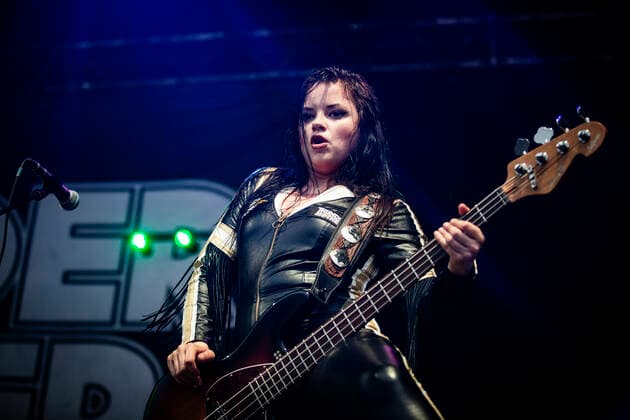 Thundermother live at Copenhell 2022, Copenhagen, Denmark Copenhagen, Denmark. 17th, June 2022. The Swedish rock band Thundermother performs a live concert during the Danish heavy metal festival Copenhell 2022 in Copenhagen. Here bass player Mona Lindgren is seen live on stage. Copenhagen Denmark  Copyright: xGonzalesxPhoto ChristianxHjorthx