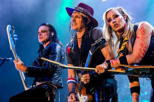 Chuck Garric, Ryan Roxie and Nita Strauss live at a concert of the Detroit Muscle Live Tour at Stadthalle Zwickau, 17 06 2022 Foto:xM.xPatzigx xFuturexImage