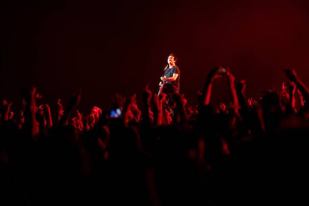Singer and guitarist Billie Joe Armstrong of Green Day performs during the Rock for People 2022 music festival in Hradec Kralove, Czech Republic, June 18, 2022. (CTKxPhoto DavidxTanecek) CTKPhotoP2022061900227  TAD 015