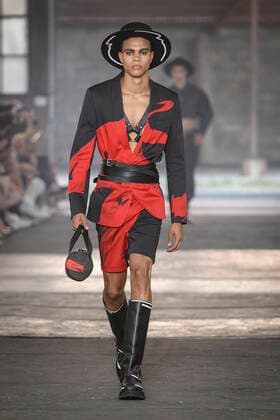 Milan, Milan Fashion Week, men s spring summer 2023. Milan, Men s fashion, spring summer 2023. MOSCHINO fashion show catwalk Pictured: model  Copyright: xBlufotox xipa-agency.netx xModaxMilanox