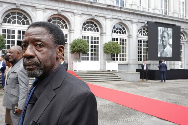 Francois Lumumba arrives for an official ceremony to return the remains of Congolese Patrice Emery Lumumba to his family, Monday 20 June 2022, at the Egmont Palace, in Brussels. Congolese independence leader and the first legally elected Prime Minister of the Republic of Congo Patrice Lumumba was executed in 1961 in Katanga. After his assassination his remains were kept by Belgium.  POOLxOLIVIERxMATTHYS 36499607