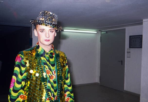 Boy George nach einem Auftritt in Deutschland, um 1992. Copyright: HartwigxValdmanis Nur redaktionelle Nutzung. Editorial usage only. UnitedArchivesVAL_720000814