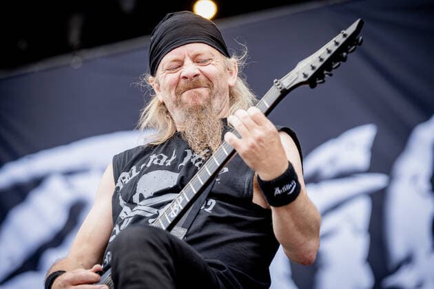 Artillery live at Copenhell 2022, Copenhagen, Denmark Copenhagen, Denmark. 18th, June 2022. The Danish thrash metal band Artillery performs a live concert during the Danish heavy metal festival Copenhell 2022 in Copenhagen. Here guitarist Kraen Meier is seen live on stage. Copenhagen Denmark  Copyright: xGonzalesxPhoto PeterxTroestx