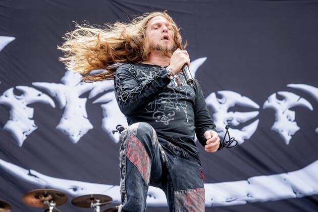 Artillery live at Copenhell 2022, Copenhagen, Denmark Copenhagen, Denmark. 18th, June 2022. The Danish thrash metal band Artillery performs a live concert during the Danish heavy metal festival Copenhell 2022 in Copenhagen. Here vocalist Michael Bastholm Dahl is seen live on stage. Copenhagen Denmark  Copyright: xGonzalesxPhoto PeterxTroestx