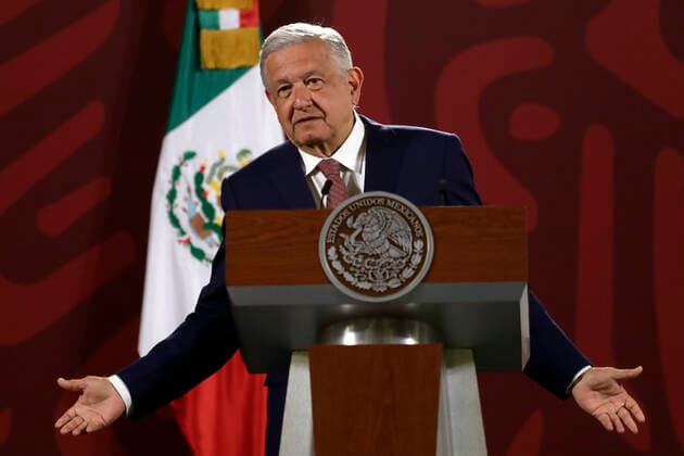 June 20, 2022, Mexico City, Mexico City, Mexico: June 20, 2022, Mexico City, Mexico: Mexican President, Andres Manuel Lopez Obrador, talks during his daily briefing conference at national palace. On Jun 20, 2022 In Mexico City, Mexico. Mexico City Mexico - ZUMAe321 20220620_zia_e321_007 Copyright: xLuisxBarronx xEyepixxGroupx