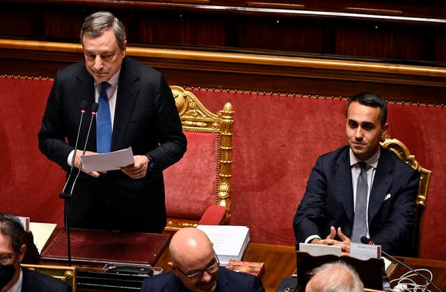 News Themen der Woche KW25 News Bilder des Tages June 21, 2022, Rome: Italian Minister of Foreign Affairs, Luigi Di Maio (R), attends the speech of Italian Prime Minister Mario Draghi (L) at the Senate, ahead to the upcoming European Council meeting scheduled for 23-24 June, Rome, Italy, 21 June 2022. ANSA RICCARDO ANTIMIANI Rome  - ZUMAa110 20220621_zaf_a110_007 Copyright: xRiccardoxAntimianix